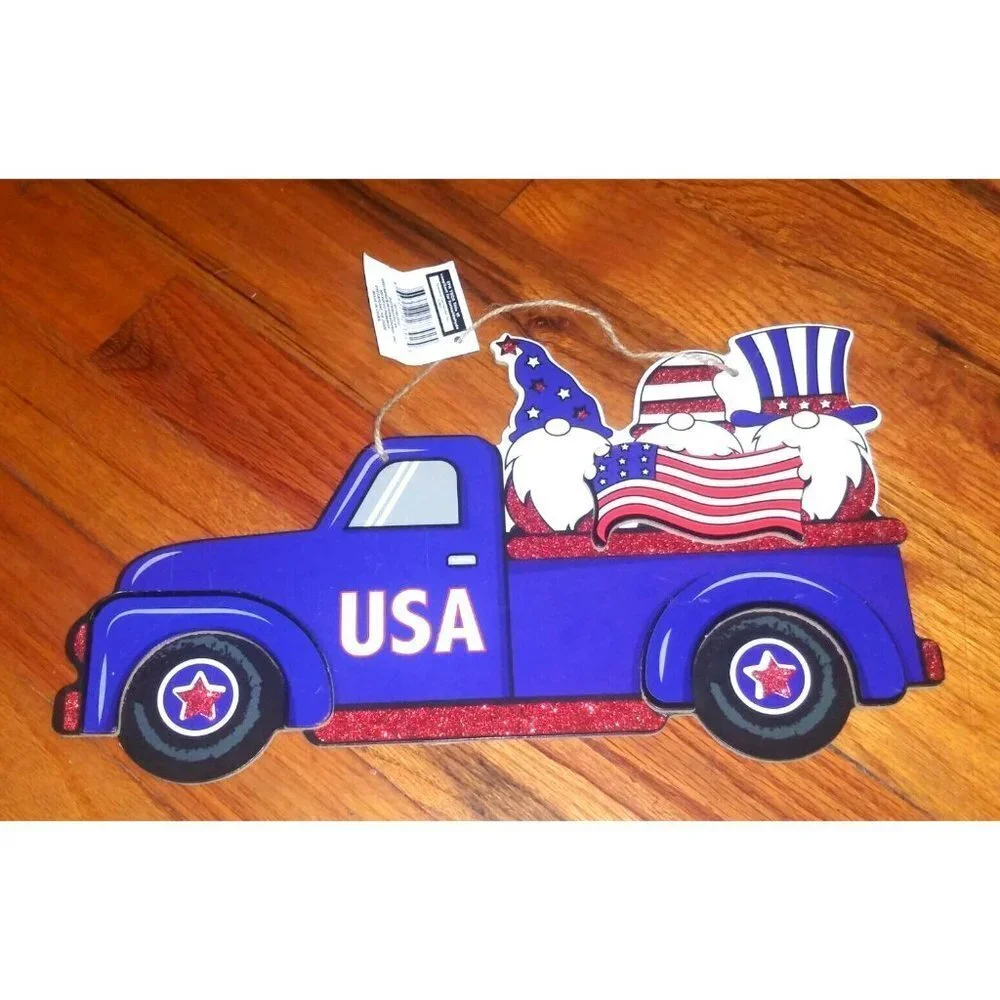 Patriotic Pickup Truck WALL ART BLUE 13